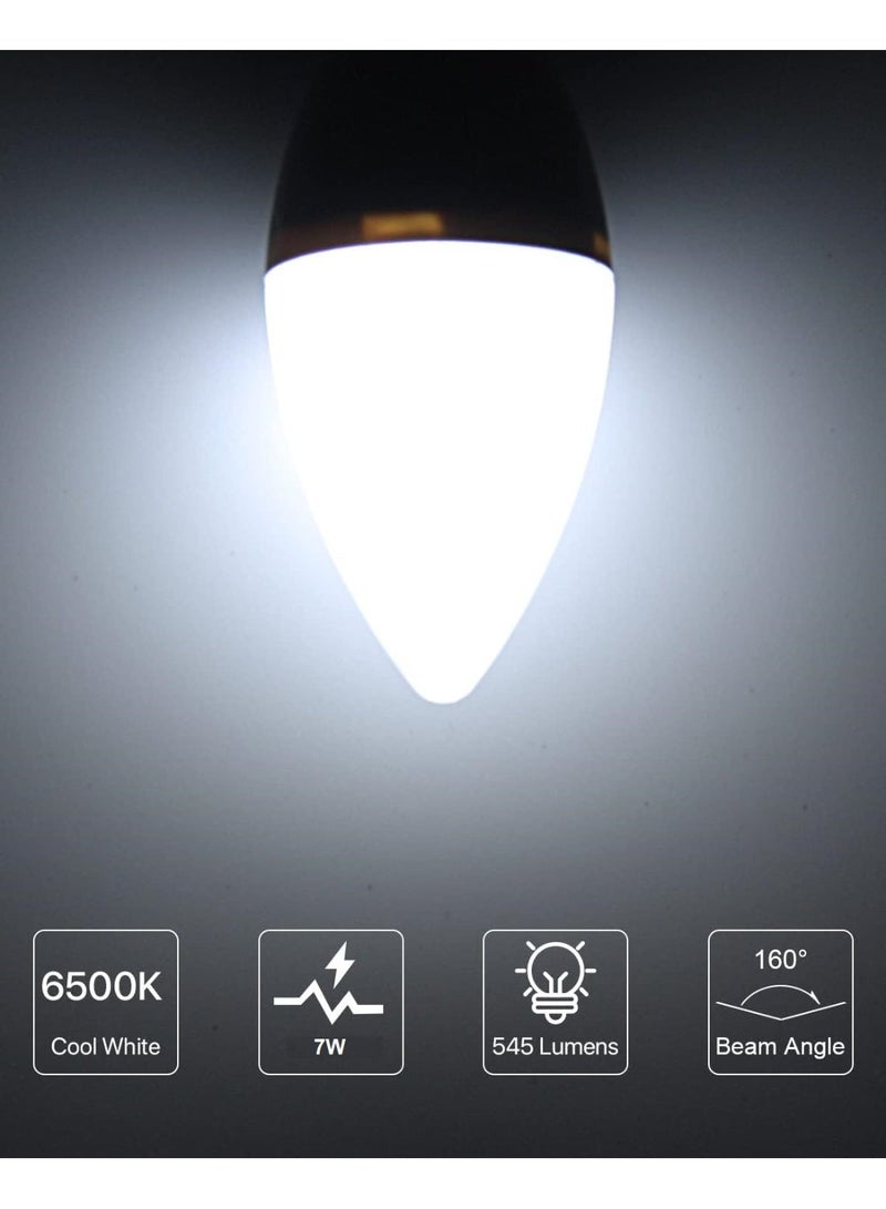 فكسر مصابيح LED على شكل شمعدان، لون أبيض 6500 كلفن، قاعدة E14، 7 واط، غير قابلة للتعتيم، 220 فولت، عبوة من 10 مصابيح - Image 5